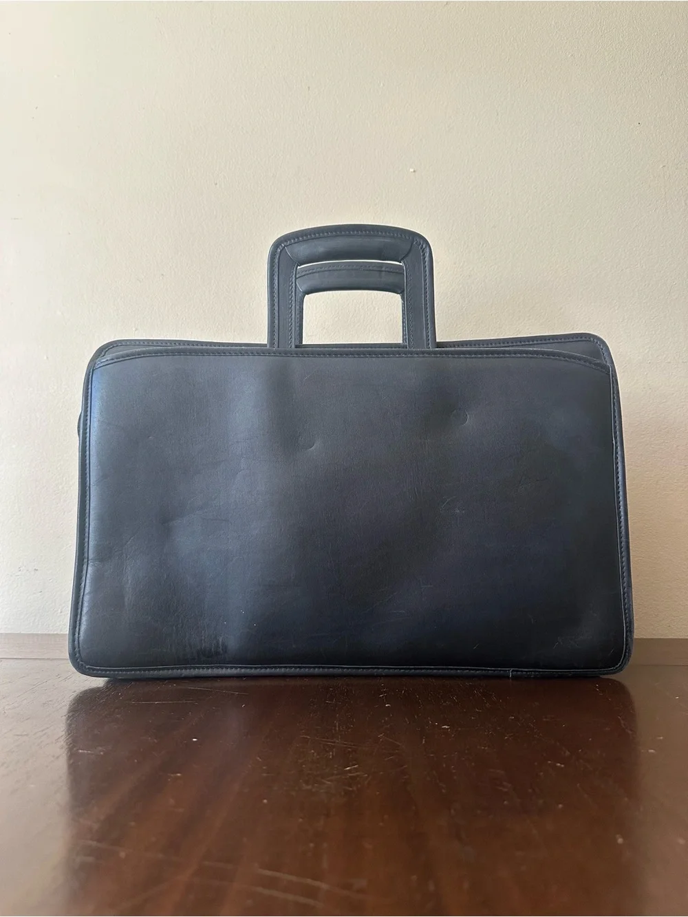 Jack Georges Authentic Belting Leather Professional Briefcase #9002 in Black